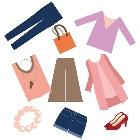 Clothes, hairstyles, color coordination